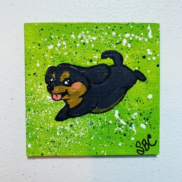 Dachshund Magnet, Acrylic on Canvas - Picture 1 of 1